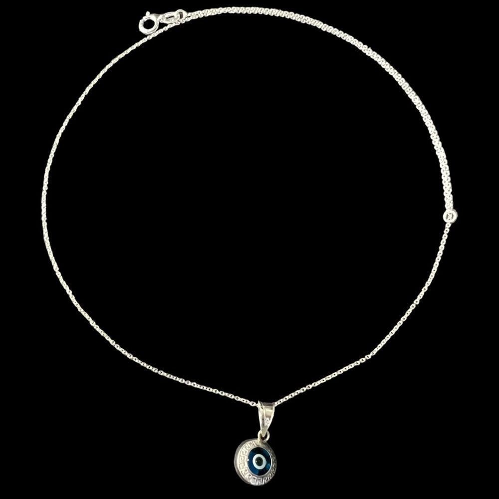 Evil Eye 925 Sterling Silver Necklace and Charm Set 18 Inch